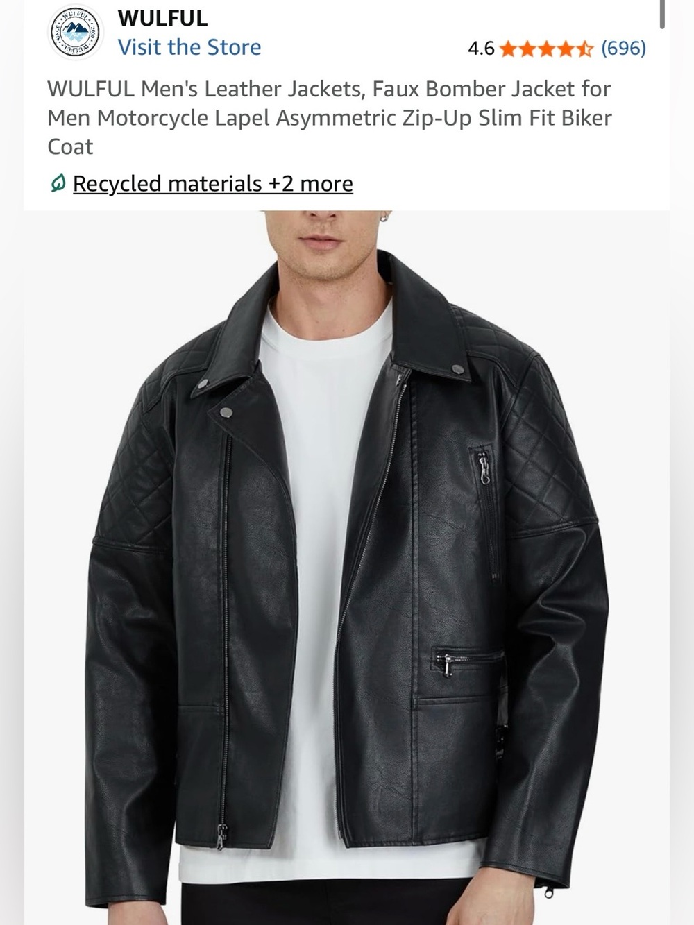 NWT WULFUL Black Faux Leather Motorcycle Biker Jacket Size: Small #Lux-A